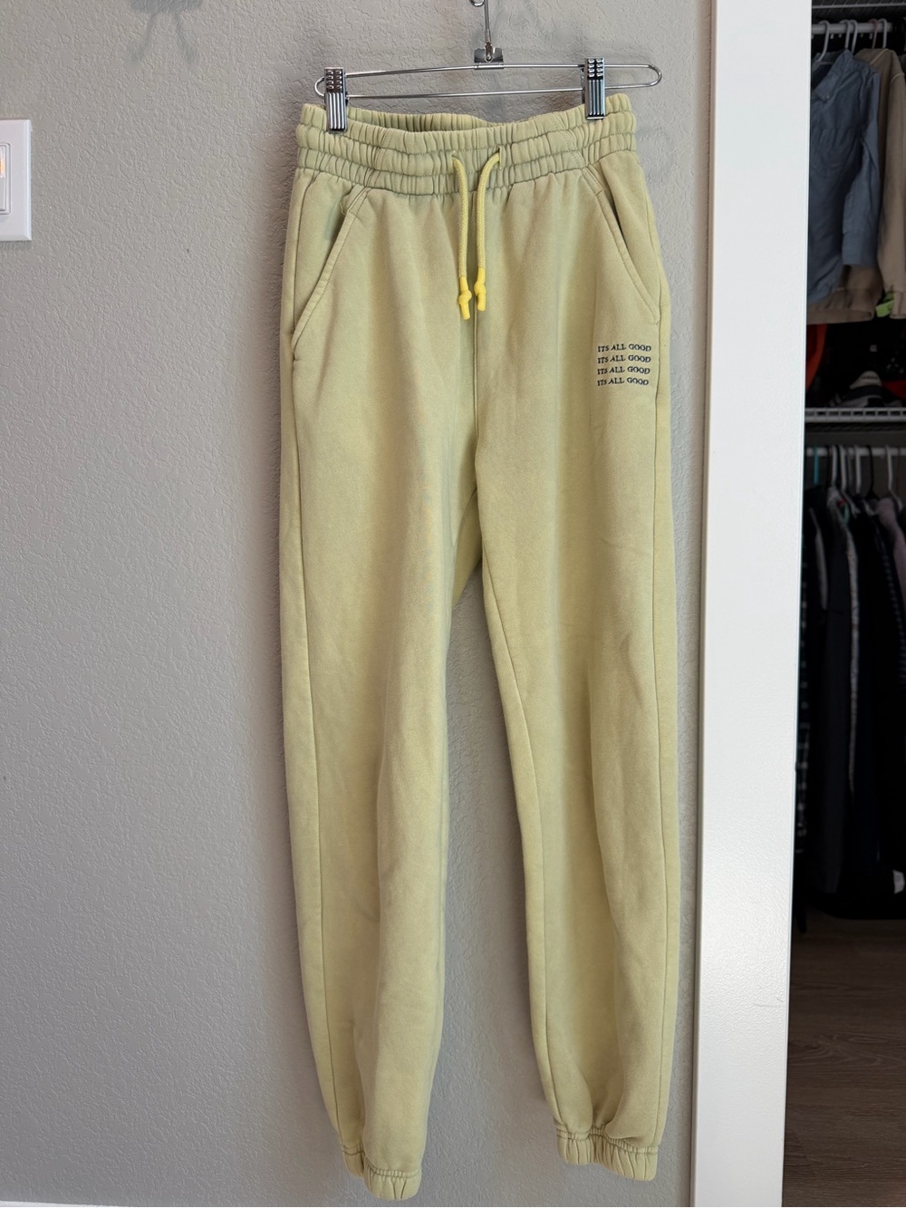 Women's Pale Yellow Drawstring Joggers with Side Pockets
